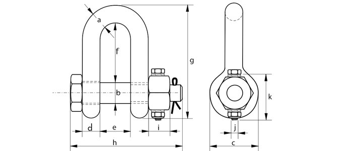 G-4133荷蘭GreenPinD型卸扣尺寸圖 G-4133荷蘭GreenPinD型卸扣尺寸圖