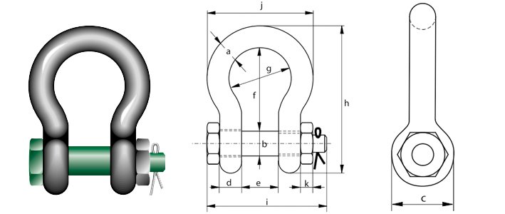 G-4163荷蘭GreenPin弓型卸扣尺寸圖 G-4163荷蘭GreenPin弓型卸扣尺寸圖
