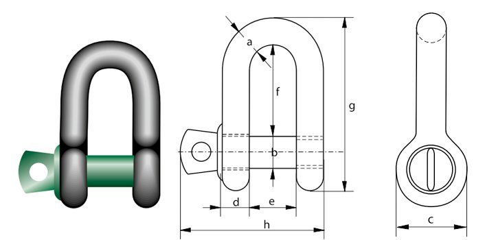 G-4151荷蘭GreenPinD型卸扣尺寸圖 G-4151荷蘭GreenPinD型卸扣尺寸圖