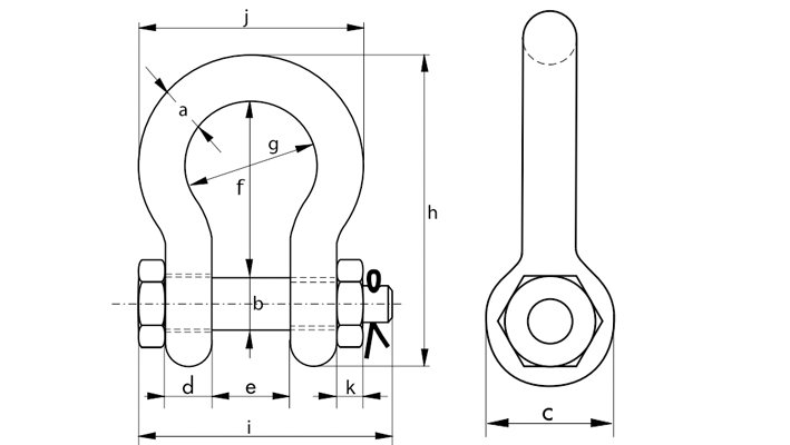 G-5163荷蘭GreenPin弓型卸扣尺寸圖 G-5163荷蘭GreenPin弓型卸扣尺寸圖