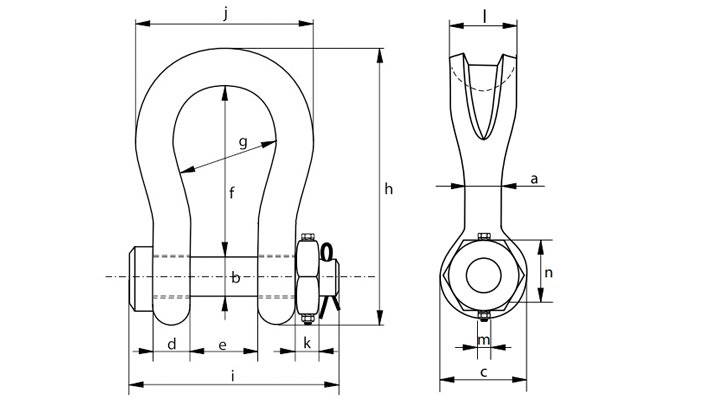 P-6013荷蘭GreenPin重型弓型卸扣尺寸圖 P-6013荷蘭GreenPin重型弓型卸扣尺寸圖