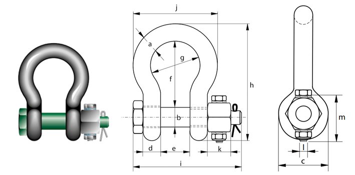 G-4143荷蘭GreenPin弓型卸扣尺寸圖 G-4143荷蘭GreenPin弓型卸扣尺寸圖