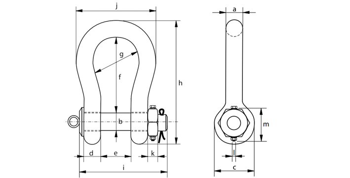 P-6106荷蘭GreenPin重型弓型卸扣尺寸圖 P-6106荷蘭GreenPin重型弓型卸扣尺寸圖