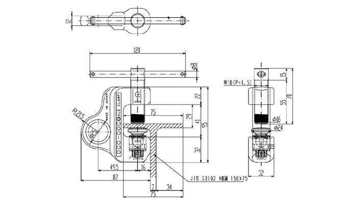 鷹牌SBbJ型螺旋式鋼板鉗尺寸圖 鷹牌SBbJ型螺旋式鋼板鉗尺寸圖