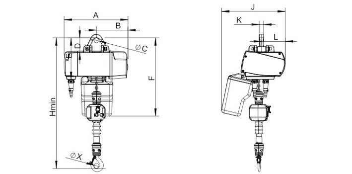遙控手持控制變頻電動(dòng)葫蘆尺寸圖 遙控手持控制變頻電動(dòng)葫蘆尺寸圖