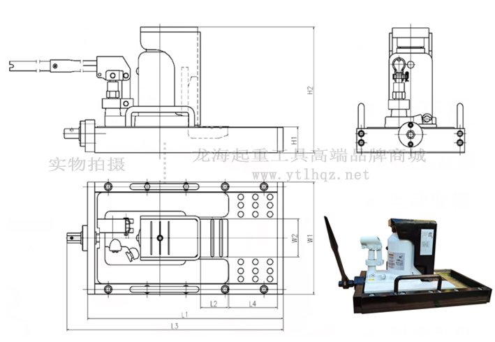 龍升帶滑臺(tái)爪式千斤頂尺寸圖 龍升帶滑臺(tái)爪式千斤頂尺寸圖