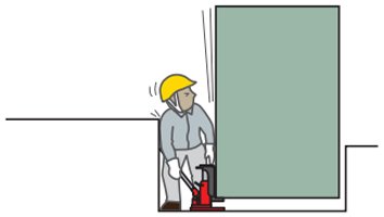 左圖:密閉空間無法操作爪式千斤頂 左圖:密閉空間無法操作爪式千斤頂