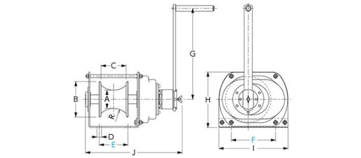 FUJI LHW型手搖絞盤尺寸圖 FUJI LHW型手搖絞盤尺寸圖