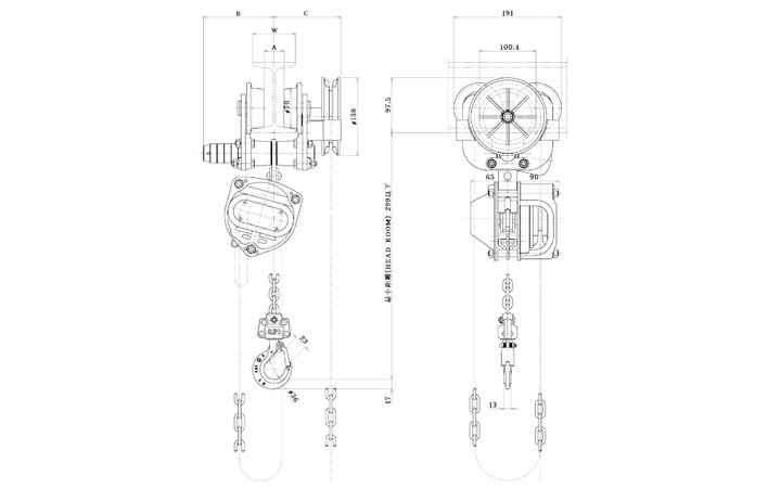 象印HG型手拉葫蘆尺寸圖 象印HG型手拉葫蘆尺寸圖