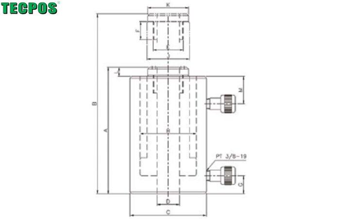TECPOS TDCH中空分離式千斤頂尺寸圖 TECPOS TDCH中空分離式千斤頂尺寸圖
