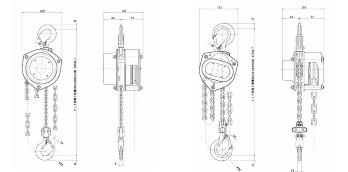 象印HM型手拉葫蘆尺寸圖 象印HM型手拉葫蘆尺寸圖