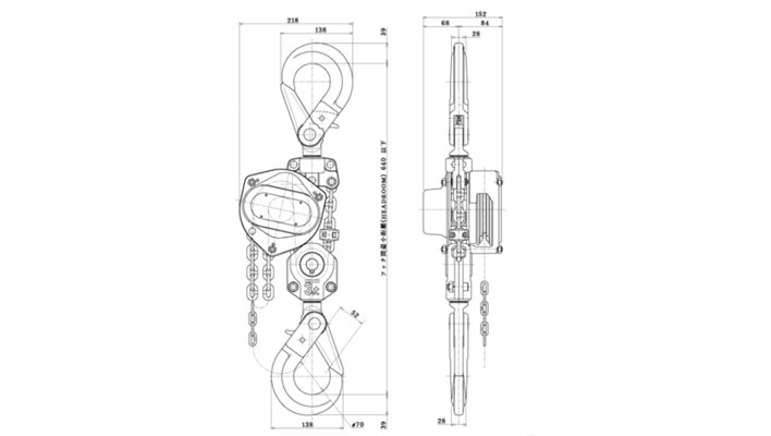 象印HMⅢR手拉葫蘆尺寸圖 象印HMⅢR手拉葫蘆尺寸圖
