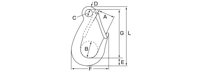 HHH FHL型自鎖吊鉤尺寸圖 HHH FHL型自鎖吊鉤尺寸圖