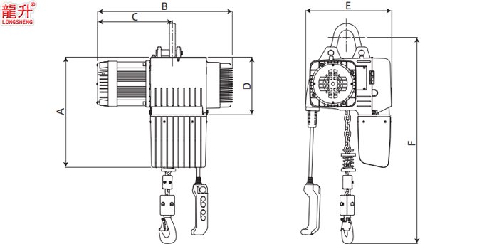D2伺服環(huán)鏈電動葫蘆尺寸圖 D2伺服環(huán)鏈電動葫蘆尺寸圖