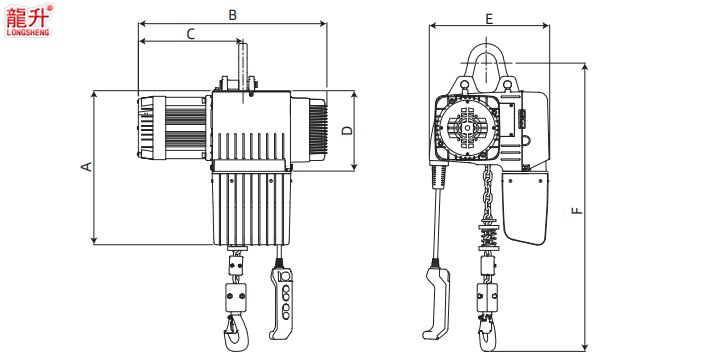D2變頻環(huán)鏈電動葫蘆尺寸圖 D2變頻環(huán)鏈電動葫蘆尺寸圖