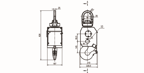 龍升IL-U智能起重吊鉤尺寸圖 龍升IL-U智能起重吊鉤尺寸圖